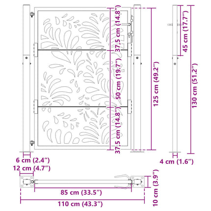 havelåge sort 100x125 cm stål bølgedesign