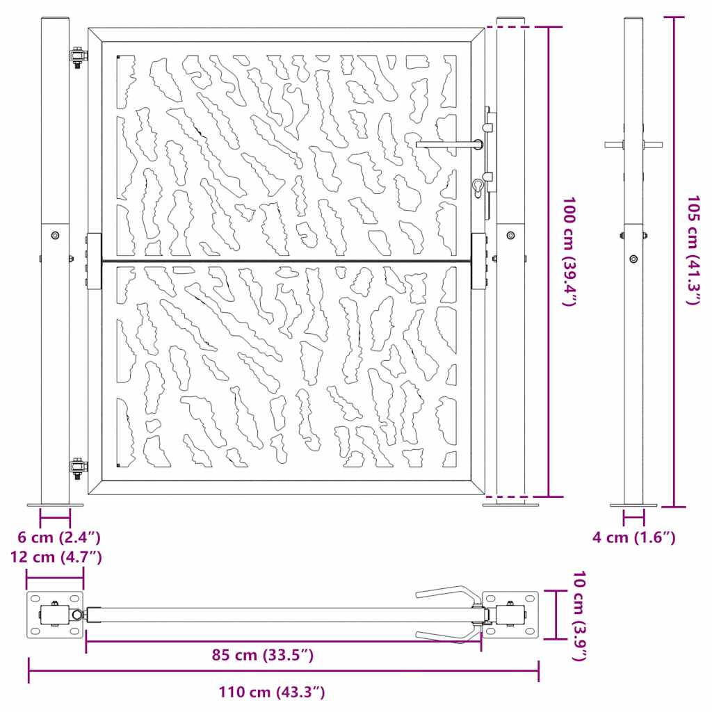 havelåge 105x105 cm vejrbestandigt stålspordesign