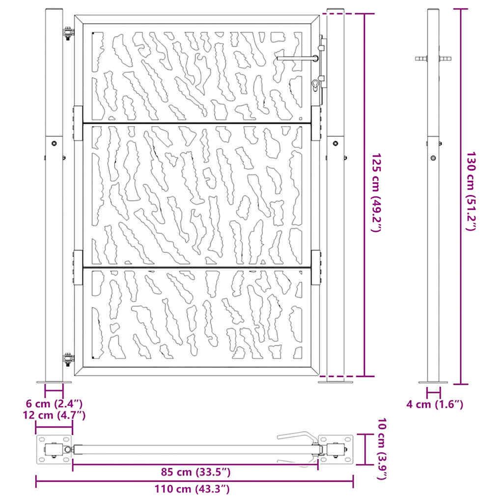 havelåge 105x130 cm vejrbestandigt stålspordesign