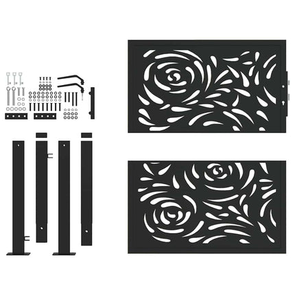 havelåge sort 100x100 cm stål flammedesign