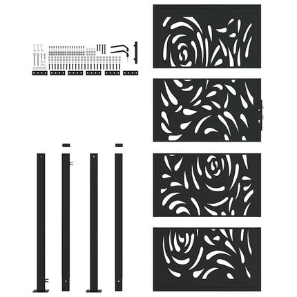 havelåge sort 100x200 cm stål flammedesign