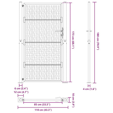 havelåge sort 100x175 cm stål krydsdesign