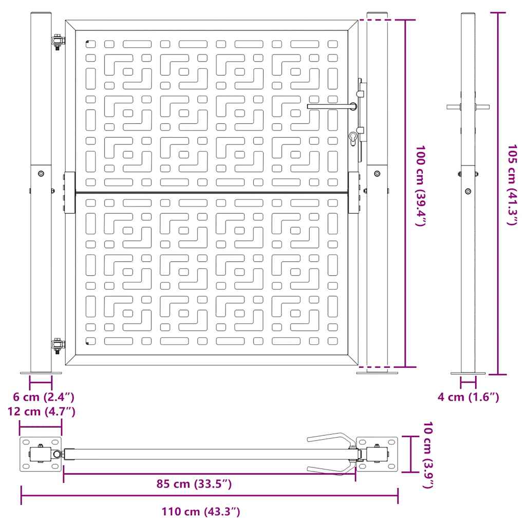 havelåge 105x105 cm vejrbestandigt stålkorsdesign