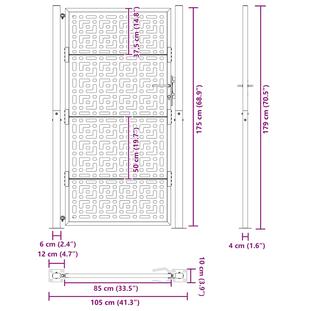 havelåge 100x200 cm vejrbestandigt stålkorsdesign