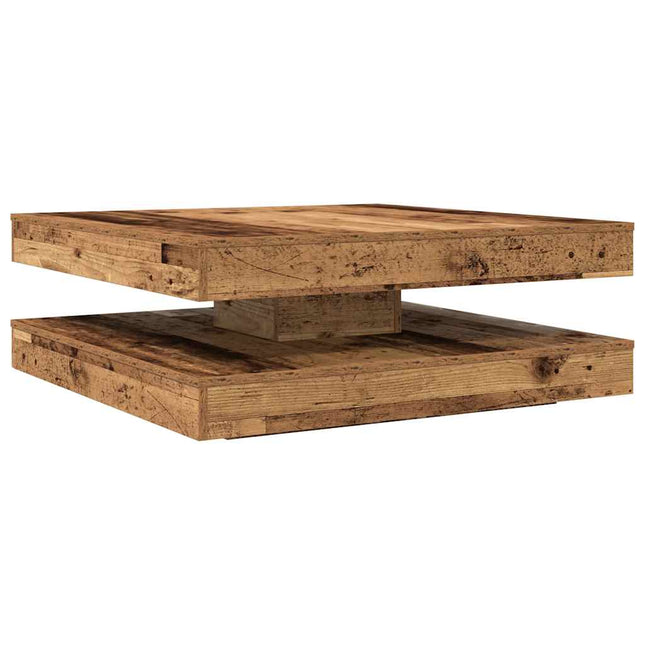 sofabord 360 grader drejeligt 90x90x34,5 cm antikt træ