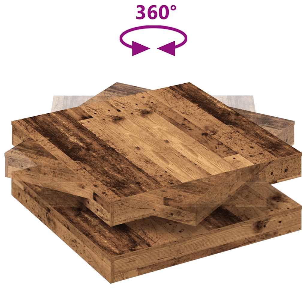 sofabord 360 grader drejeligt 90x90x34,5 cm antikt træ