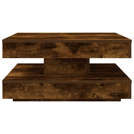 sofabord 360 grader drejeligt 70x70x34,5 cm røget egetræsfarve