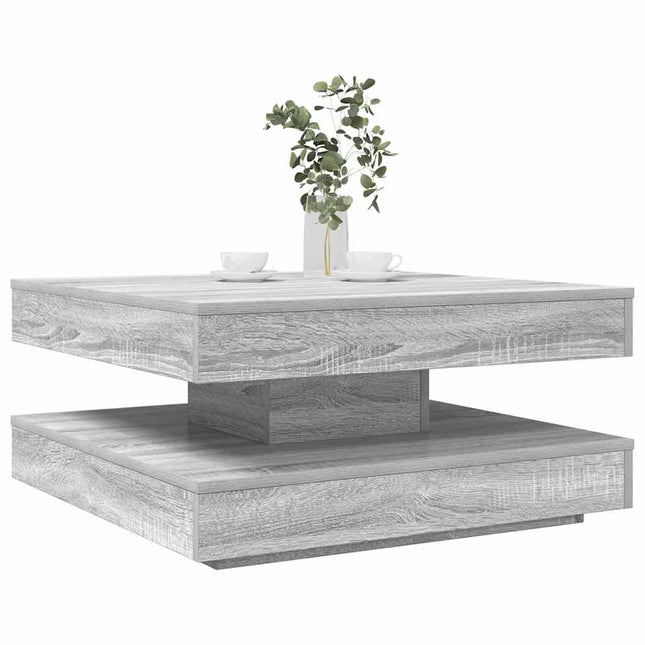 sofabord 360 grader drejeligt 70x70x34,5 cm grå sonoma-eg
