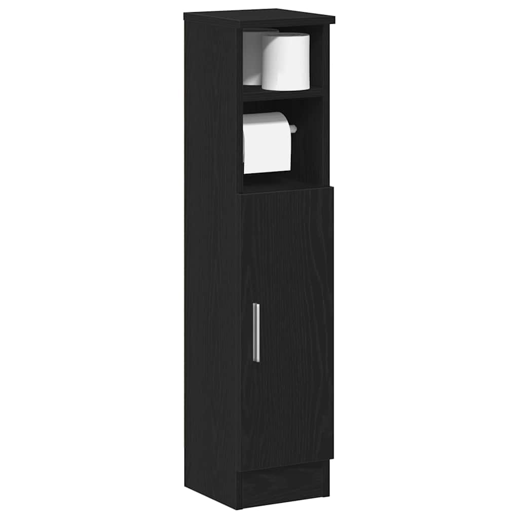 Badeværelsesskab med rulleholder 20,5 × 22 × 90 cm - sort