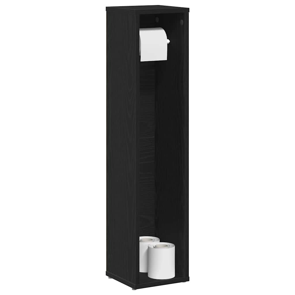 Badeværelsesskab med rulleholder 20,5×20×90 cm - sort