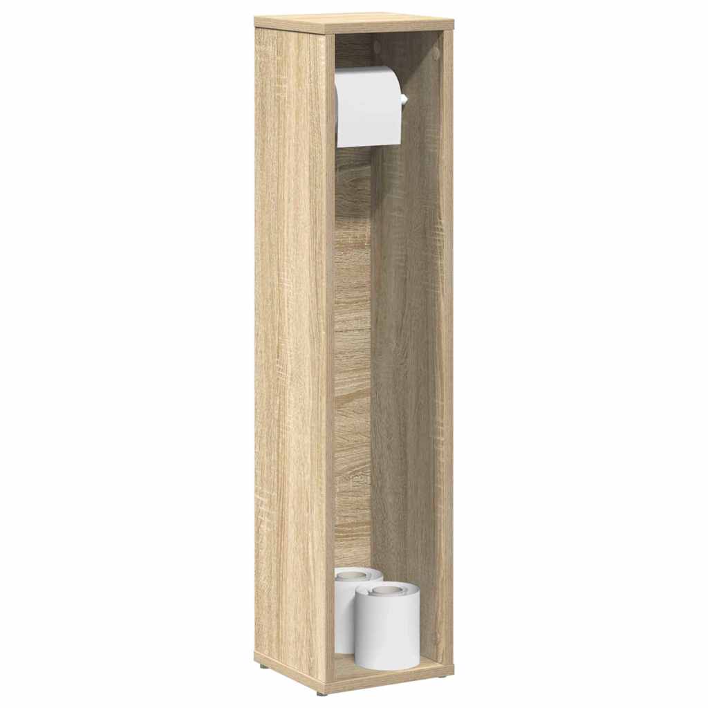 Badeværelsesskab med rulleholder - 20,5 × 20 × 90 cm, sonoma-eg