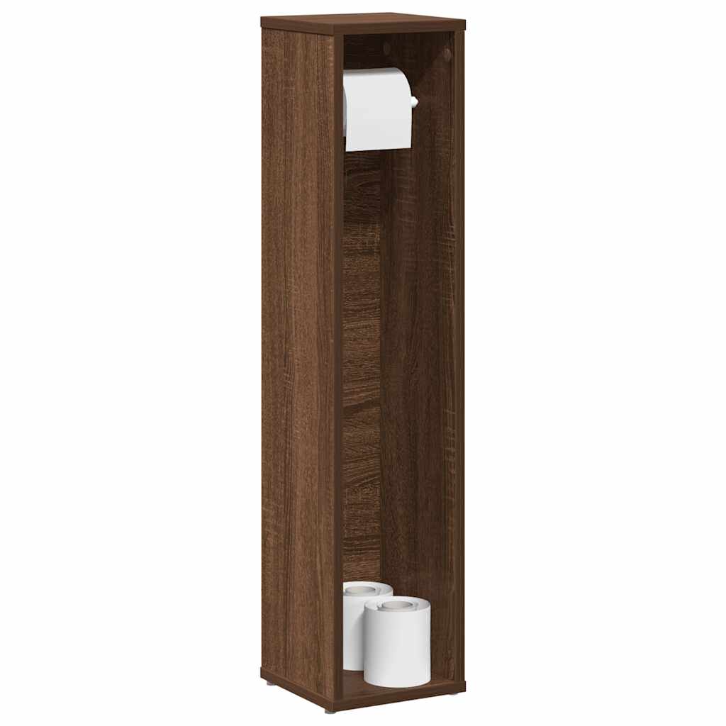 badeværelsesskab med rulleholder brun eg 20,5x20x90 cm billede