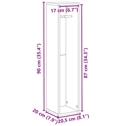 badeværelsesskab med rulleholder gammelt træ 20,5x20x90 cm