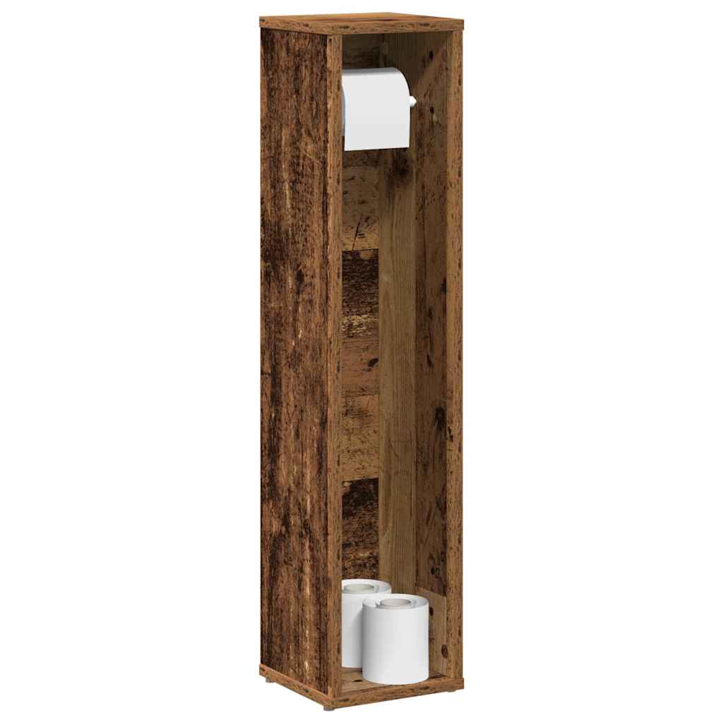badeværelsesskab med rulleholder gammelt træ 20,5x20x90 cm billede