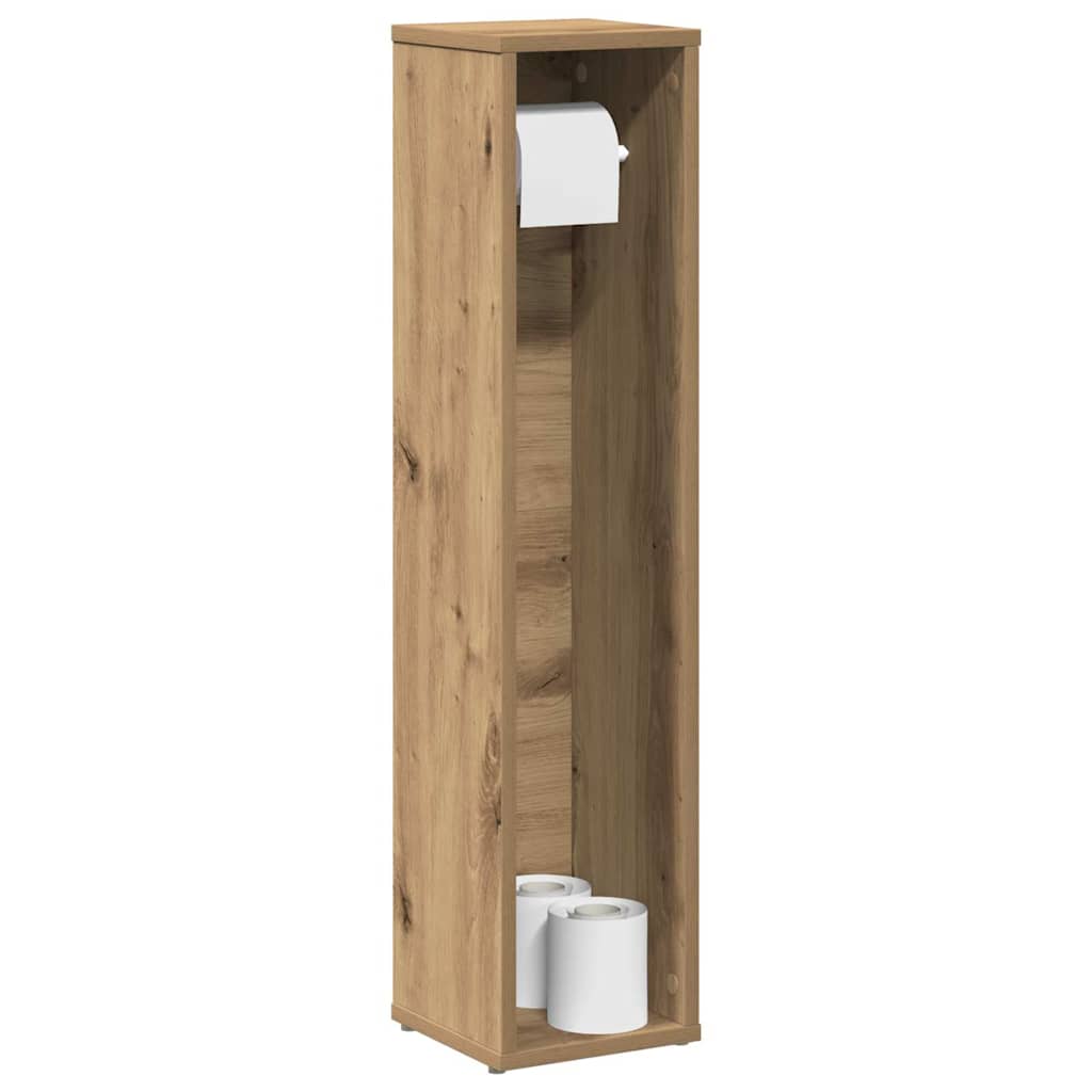badeværelsesskab med rulleholder håndlavet eg 20,5x20x90 cm billede