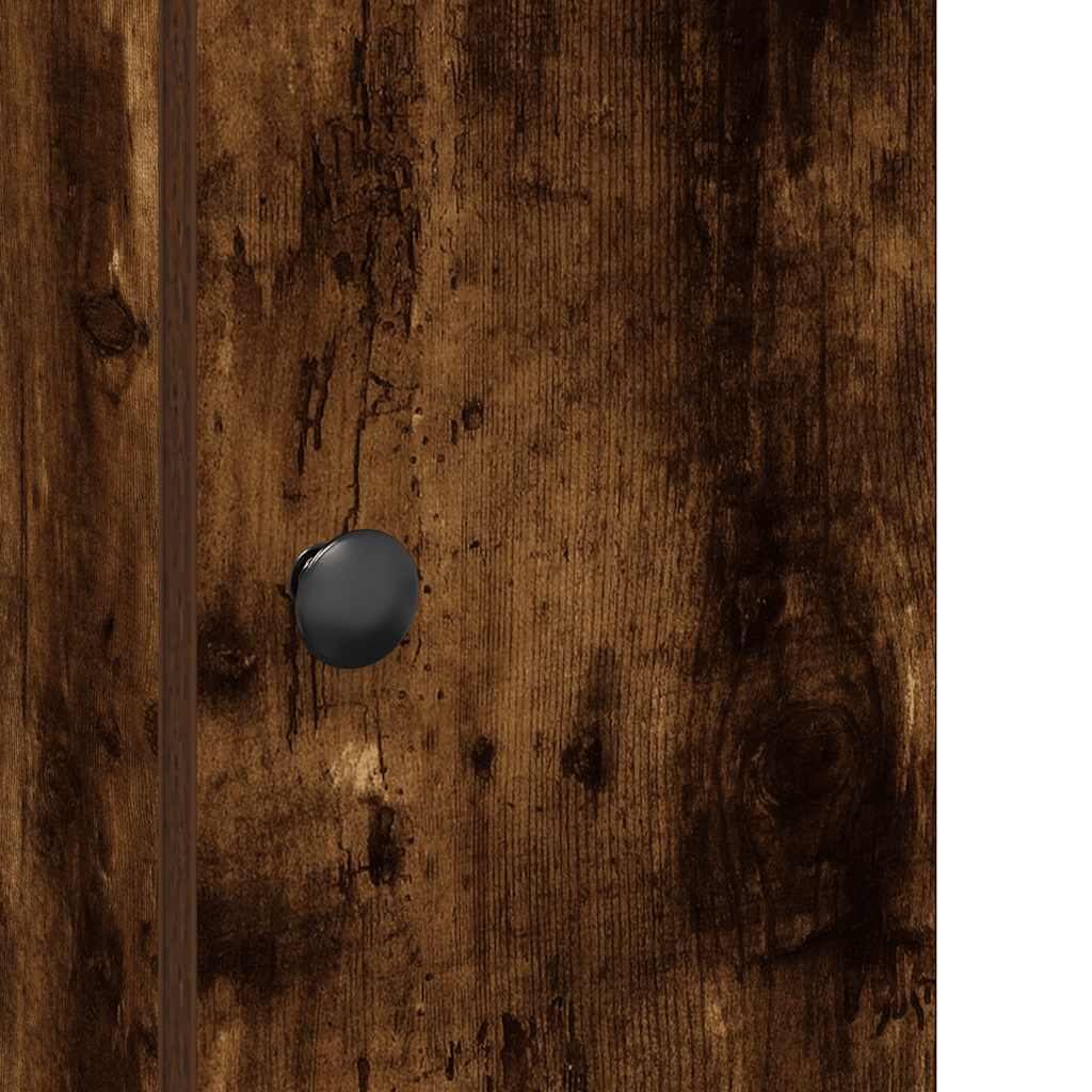 badeværelsesskab med rulleholder 20,5x22x72 cm røget egetræ