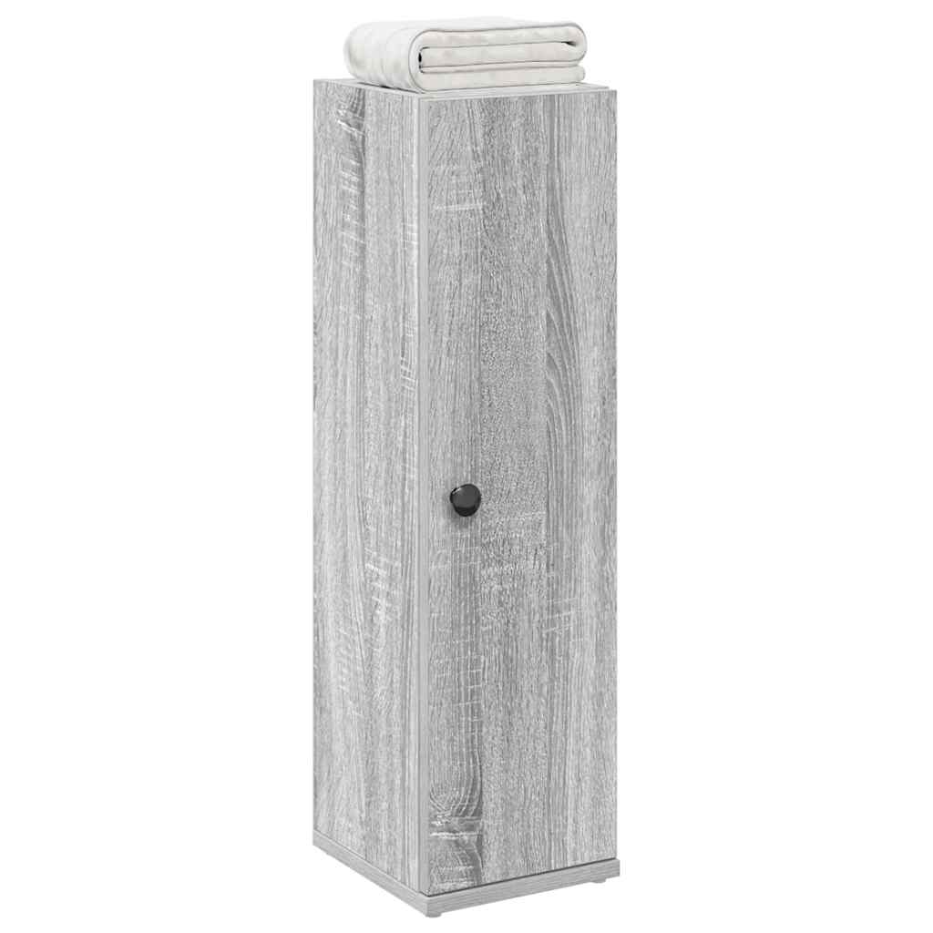 Badeværelsesskab med rulleholder - 20,5×22×72 cm, grå sonoma-eg