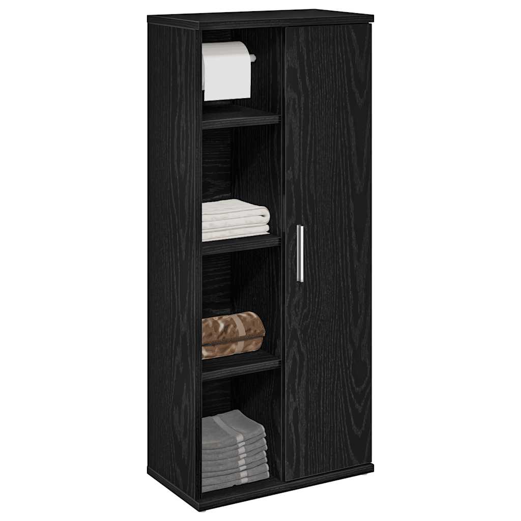 badeværelsesskab med rulleholder 39x22x90 cm sort billede