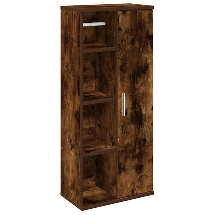 badeværelsesskab med rulleholder 39x22x90 cm røget egetræ