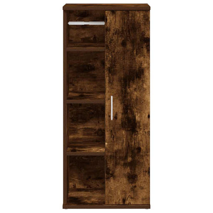 badeværelsesskab med rulleholder 39x22x90 cm røget egetræ