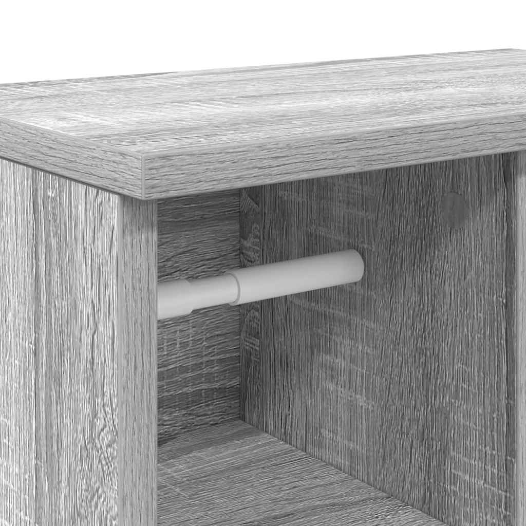 badeværelsesskab med rulleholder 39x22x90 cm grå sonoma-eg