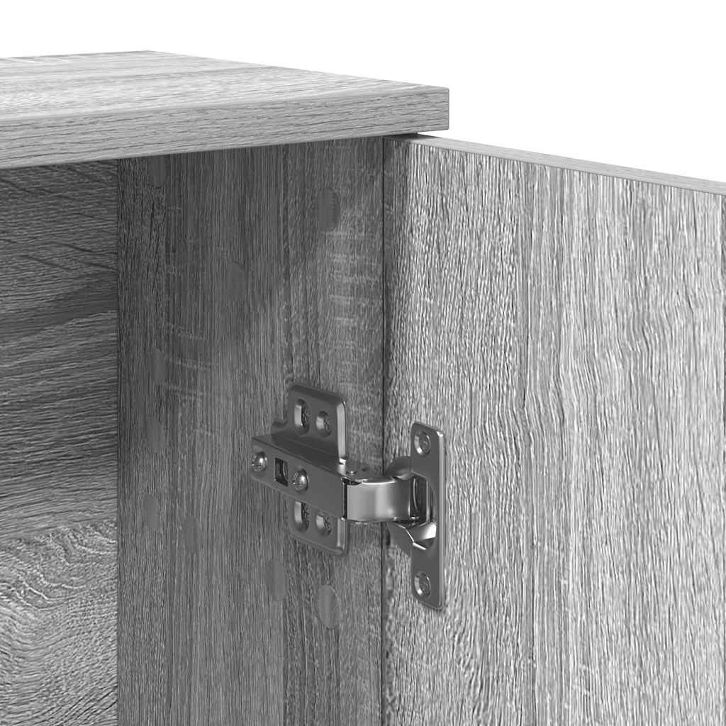 badeværelsesskab med rulleholder 39x22x90 cm grå sonoma-eg