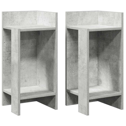 Sideborde 2 stk med reol betongrå 25,5x27x60 cm