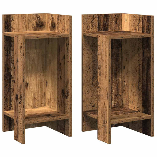 Sideborde 2 stk med reol gammelt træ 25,5x27x60 cm