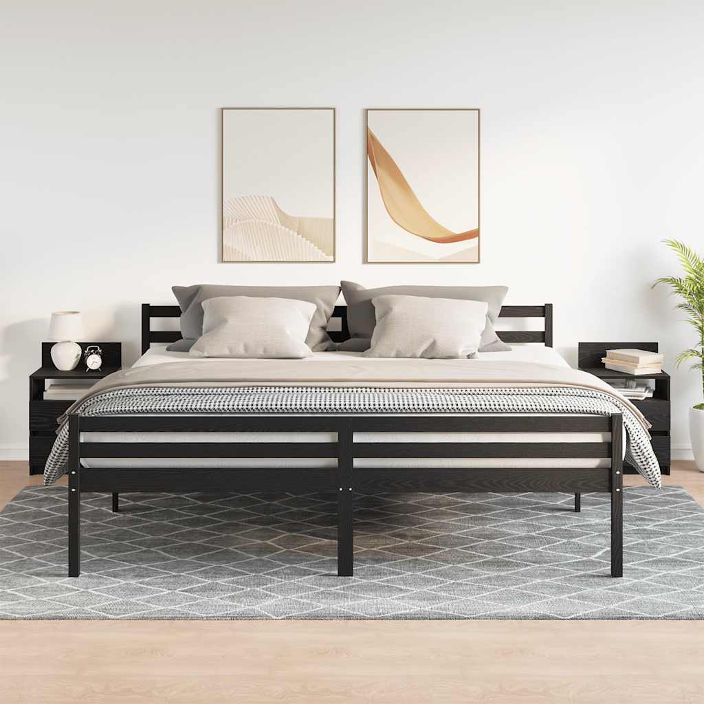 sengeborde 2 stk. med 2 skuffer 40x33x60 cm sort