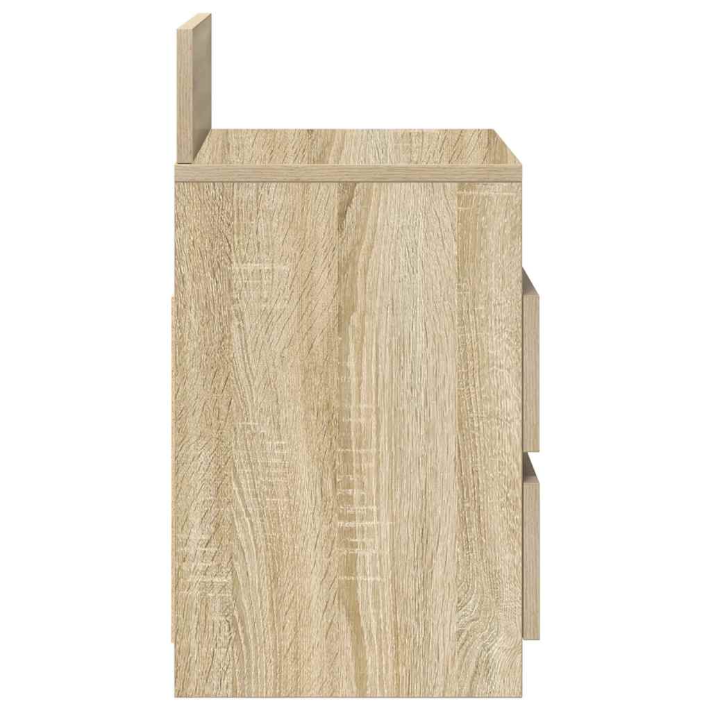sengebord med 2 skuffer 40x33x60 cm sonoma-eg