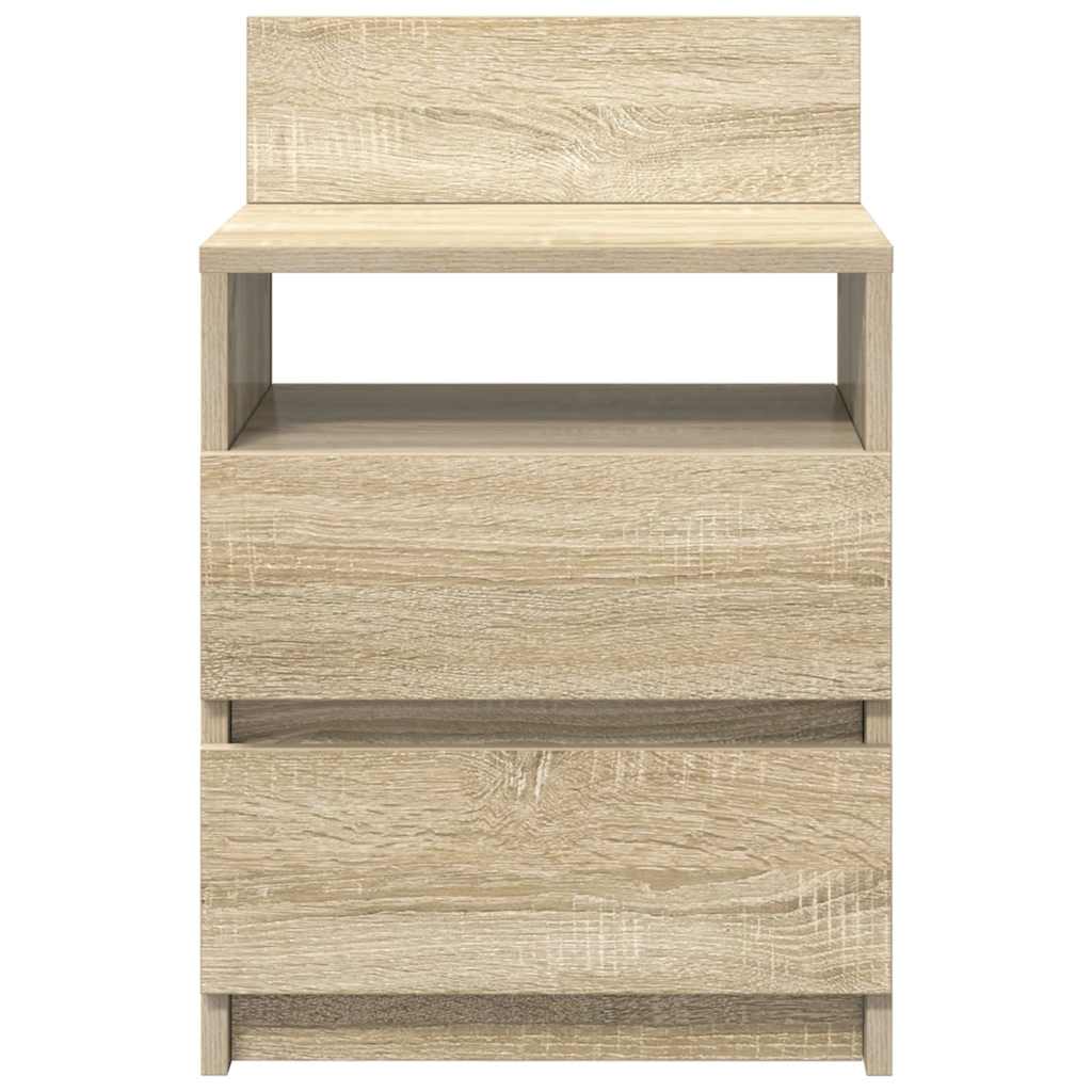 sengeborde 2 stk. med 2 skuffer 40x33x60 cm sonoma-eg