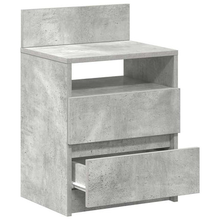 sengebord med 2 skuffer 40x33x60 cm betongrå