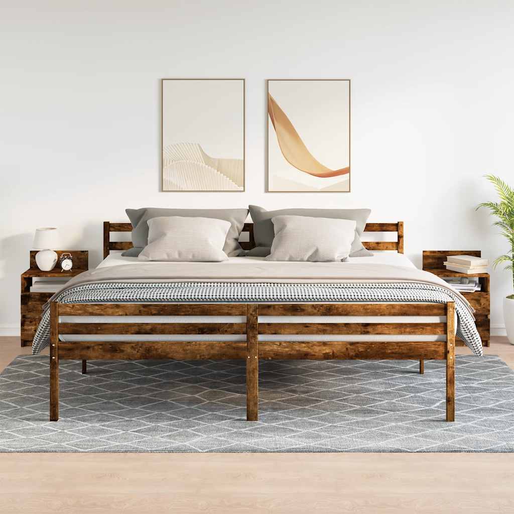 sengeborde 2 stk. med 2 skuffer 40x33x60 cm røget egetræsfarve