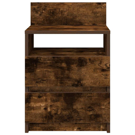 sengeborde 2 stk. med 2 skuffer 40x33x60 cm røget egetræsfarve