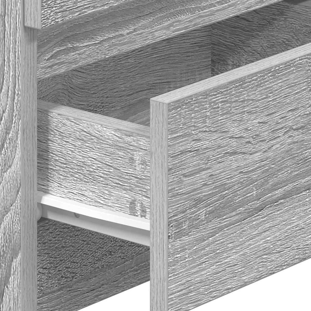 sengeborde 2 stk. med 2 skuffer 40x33x60 cm grå sonoma-eg