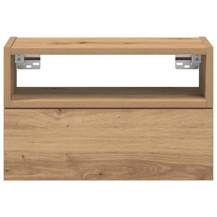 væghængte sengeborde 2 stk. 45x26x28,5 cm egetræsfarve