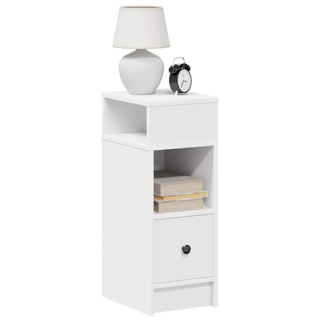 sengebord med skuffe 25x31x66 cm hvid