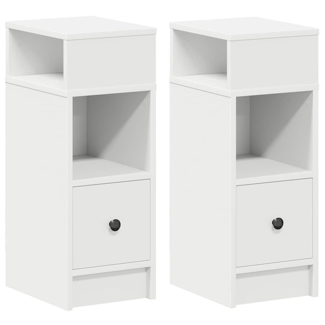 sengeborde 2 stk. med skuffe 25x31x66 cm hvid