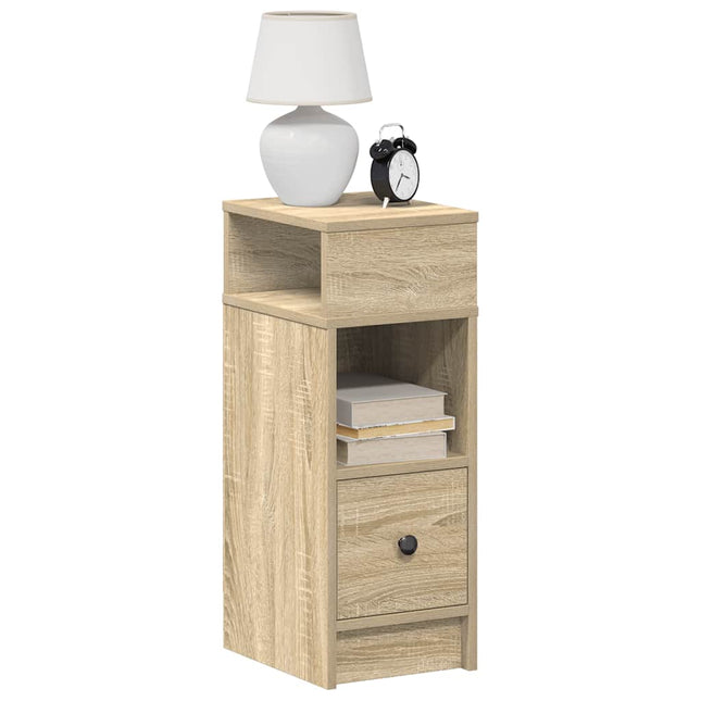 sengebord med skuffe 25x31x66 cm sonoma-eg