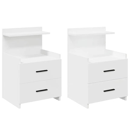 sengeborde 2 stk. med 2 skuffer hvide 40x36,5x62 cm