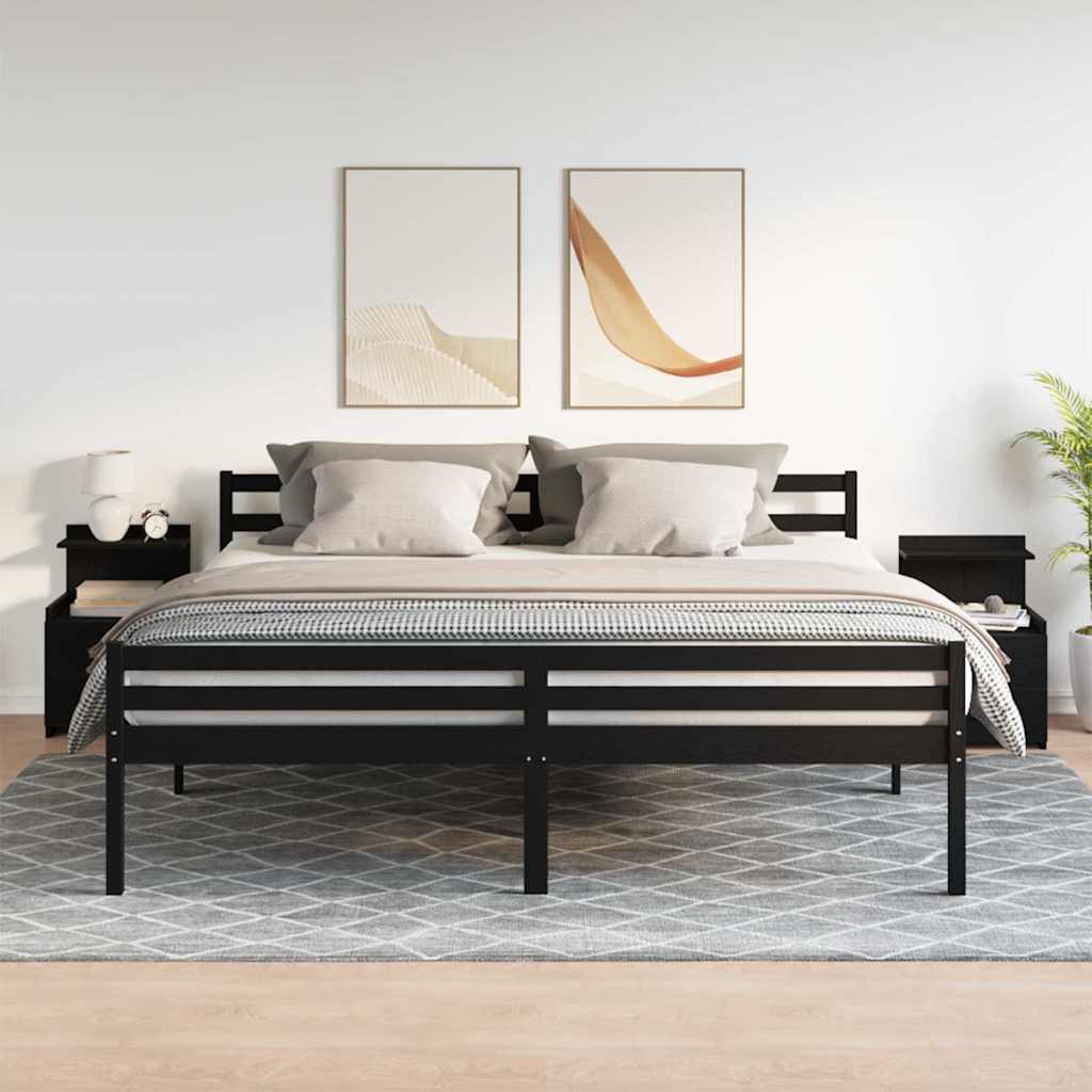 sengeborde 2 stk. med 2 skuffer sort 40x36,5x62 cm