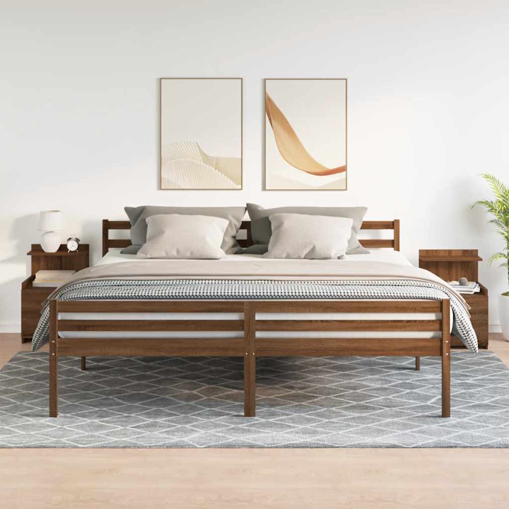 sengeborde 2 stk. med 2 skuffer brun eg 40x36,5x62 cm