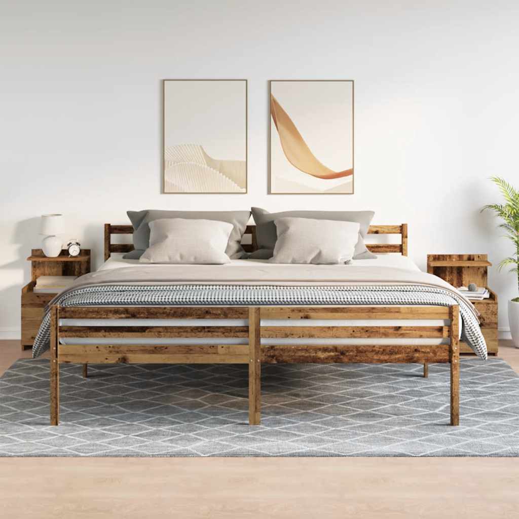 sengeborde 2 stk. med 2 skuffer gammelt træ 40x36,5x62 cm