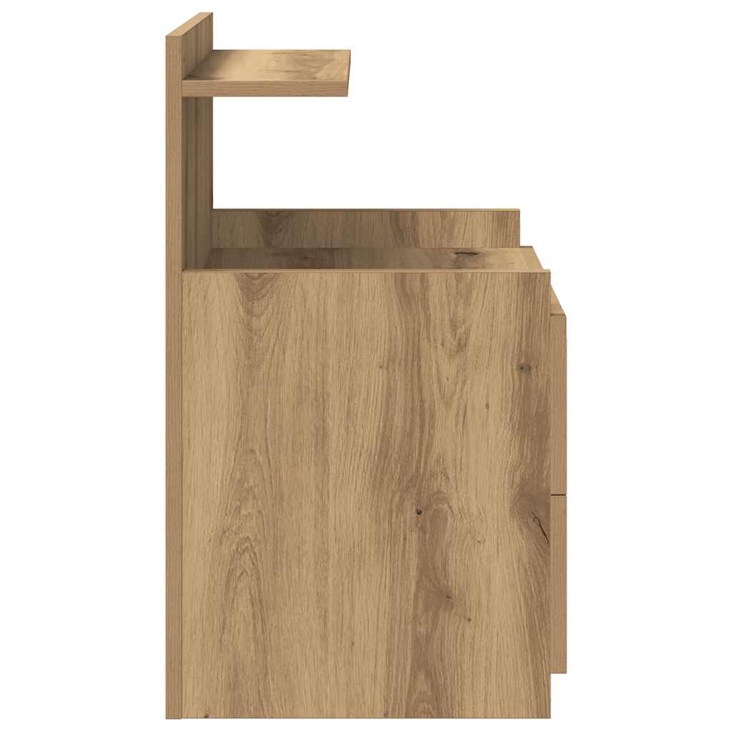 sengebord med 2 skuffer håndlavet eg 40x36,5x62 cm