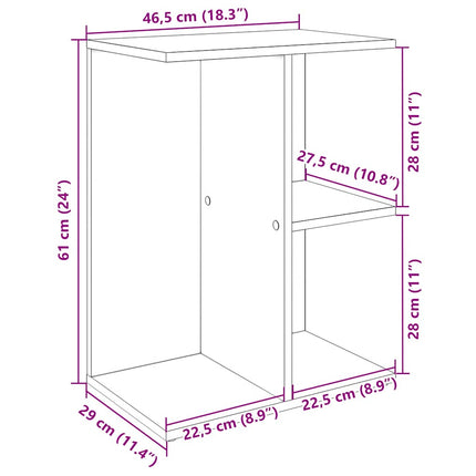 sengeborde 2 stk. 46,5x29x61 cm konstrueret træ sort-eg