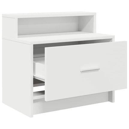 sengebord med skuffe 51x31x47 cm hvid