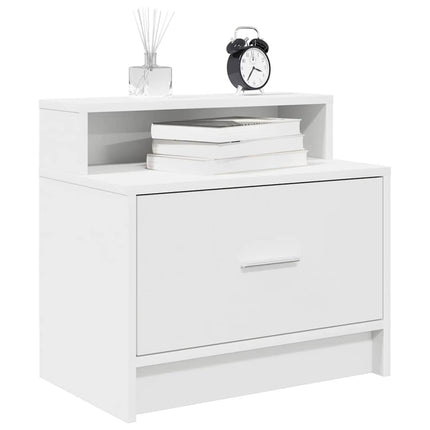sengebord med skuffe 51x31x47 cm hvid