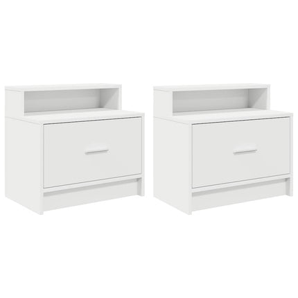sengeborde med skuffe 2 stk. 51x31x47 cm hvid