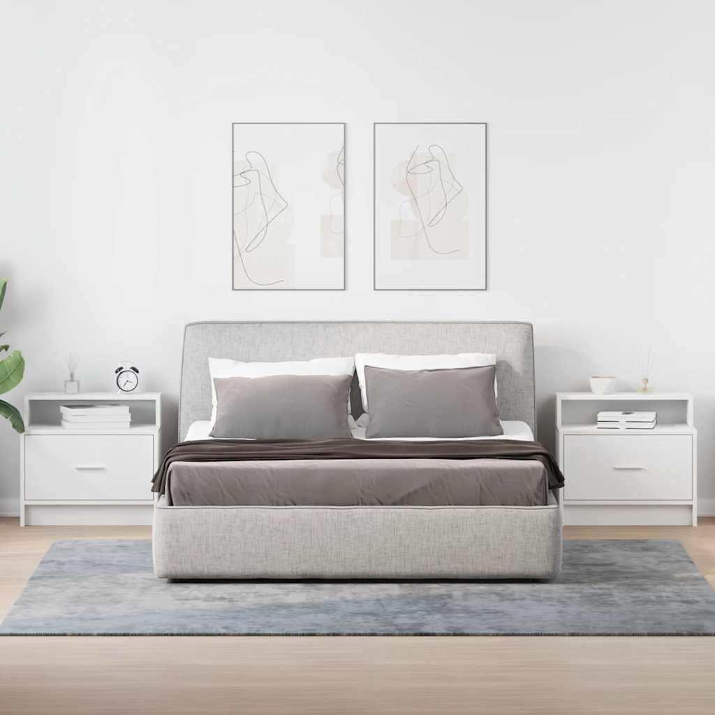 sengeborde med skuffe 2 stk. 51x31x47 cm hvid