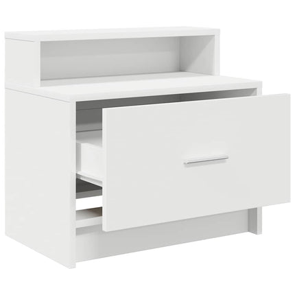 sengeborde med skuffe 2 stk. 51x31x47 cm hvid